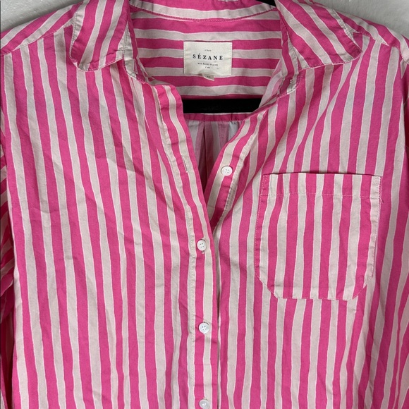 Sezane Max Shirt Pink Ecru & Norberto Short Stripe Set Short - Picture 6 of 12